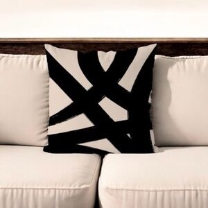 Modern Black and Off-White Throw Pillow Cover, 18”x18”